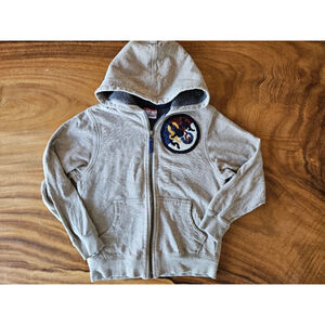 Boys Hanna Andersson Tan Full-Zip Hoodie with Patch Size 8